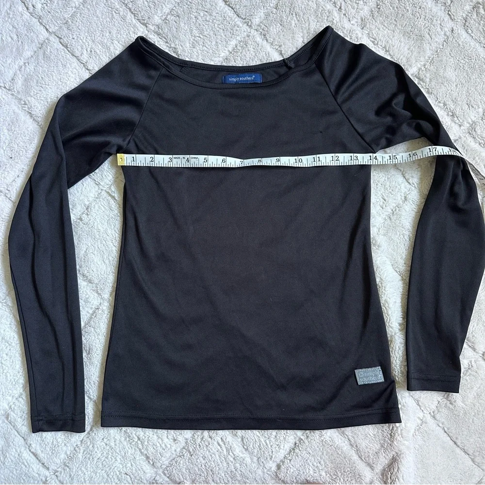 Simply Southern | Black Long Sleeve Wrap Top | Size Youth Medium